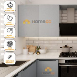 Gri Kumaş Desenli Yapışkanlı Kaplama Folyo 120cm | Mobilya, Duvar, Kapı İçin - KF642 - Görsel 1