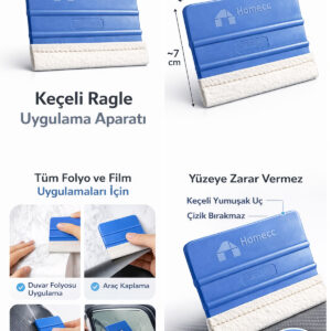 Keçeli Ragle Profesyonel Uygulama Aparatı – Cam Filmi, Yapışkanlı Folyo ve Duvar Kağıdı İçin - Görsel 1